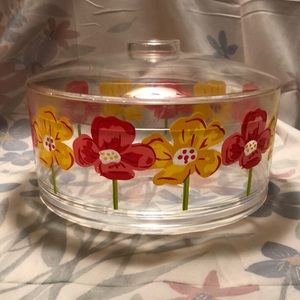 Acrylic Lidded Bowl & 11 pieces of Stainless Silverware (set is missing a spoon)